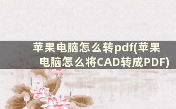 苹果电脑怎么转pdf(苹果电脑怎么将CAD转成PDF)