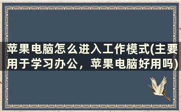 苹果电脑怎么进入工作模式(主要用于学习办公，苹果电脑好用吗)