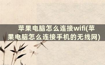 苹果电脑怎么连接wifi(苹果电脑怎么连接手机的无线网)