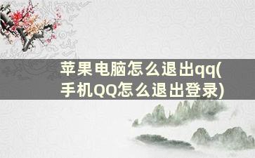 苹果电脑怎么退出qq(手机QQ怎么退出登录)