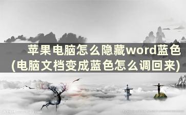 苹果电脑怎么隐藏word蓝色(电脑文档变成蓝色怎么调回来)