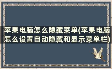 苹果电脑怎么隐藏菜单(苹果电脑怎么设置自动隐藏和显示菜单栏)