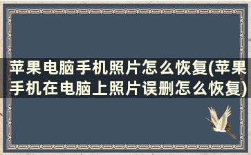 苹果电脑手机照片怎么恢复(苹果手机在电脑上照片误删怎么恢复)