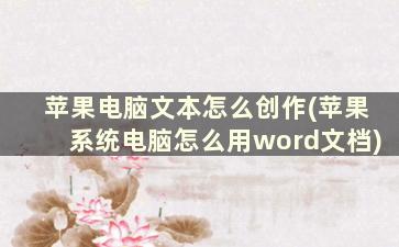 苹果电脑文本怎么创作(苹果系统电脑怎么用word文档)