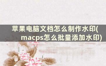 苹果电脑文档怎么制作水印(macps怎么批量添加水印)