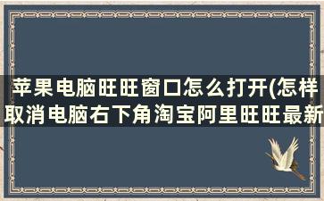 苹果电脑旺旺窗口怎么打开(怎样取消电脑右下角淘宝阿里旺旺最新资讯弹出小窗口)