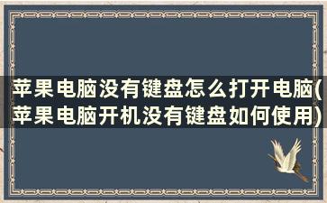 苹果电脑没有键盘怎么打开电脑(苹果电脑开机没有键盘如何使用)