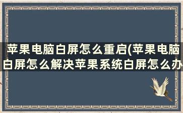 苹果电脑白屏怎么重启(苹果电脑白屏怎么解决苹果系统白屏怎么办)