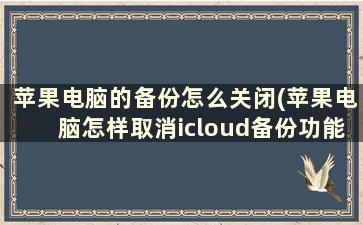 苹果电脑的备份怎么关闭(苹果电脑怎样取消icloud备份功能)