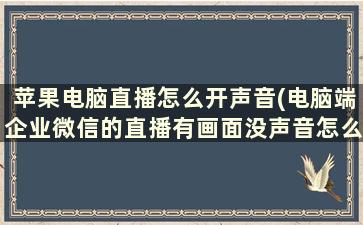 苹果电脑直播怎么开声音(电脑端企业微信的直播有画面没声音怎么回事)