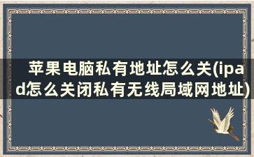 苹果电脑私有地址怎么关(ipad怎么关闭私有无线局域网地址)