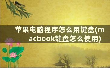 苹果电脑程序怎么用键盘(macbook键盘怎么使用)