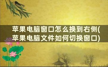 苹果电脑窗口怎么换到右侧(苹果电脑文件如何切换窗口)