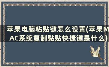 苹果电脑粘贴键怎么设置(苹果MAC系统复制黏贴快捷键是什么)