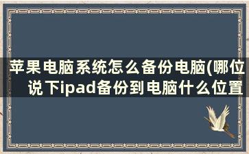 苹果电脑系统怎么备份电脑(哪位说下ipad备份到电脑什么位置)