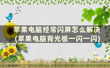 苹果电脑经常闪屏怎么解决(苹果电脑背光板一闪一闪)