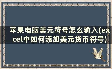 苹果电脑美元符号怎么输入(excel中如何添加美元货币符号)