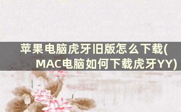 苹果电脑虎牙旧版怎么下载(MAC电脑如何下载虎牙YY)