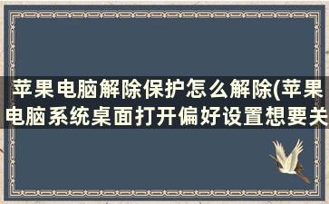 苹果电脑解除保护怎么解除(苹果电脑系统桌面打开偏好设置想要关掉怎么关)