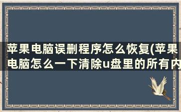 苹果电脑误删程序怎么恢复(苹果电脑怎么一下清除u盘里的所有内容)