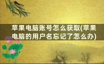 苹果电脑账号怎么获取(苹果电脑的用户名忘记了怎么办)