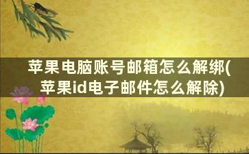 苹果电脑账号邮箱怎么解绑(苹果id电子邮件怎么解除)