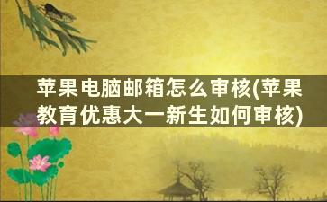 苹果电脑邮箱怎么审核(苹果教育优惠大一新生如何审核)