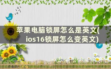 苹果电脑锁屏怎么是英文(ios16锁屏怎么变英文)