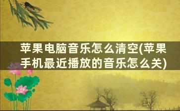 苹果电脑音乐怎么清空(苹果手机最近播放的音乐怎么关)