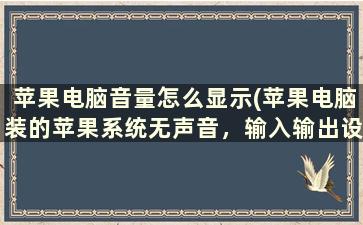 苹果电脑音量怎么显示(苹果电脑装的苹果系统无声音，输入输出设备里找不到，怎么处理)