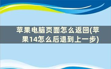 苹果电脑页面怎么返回(苹果14怎么后退到上一步)