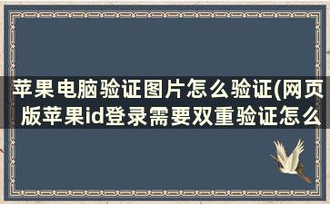 苹果电脑验证图片怎么验证(网页版苹果id登录需要双重验证怎么解决)