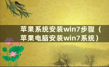 苹果系统安装win7步骤（苹果电脑安装win7系统）