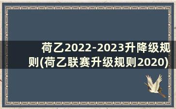 荷乙2022-2023升降级规则(荷乙联赛升级规则2020)