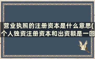 营业执照的注册资本是什么意思(个人独资注册资本和出资额是一回事么)