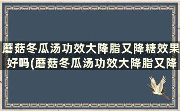 蘑菇冬瓜汤功效大降脂又降糖效果好吗(蘑菇冬瓜汤功效大降脂又降糖快吗)