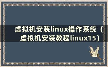 虚拟机安装linux操作系统（虚拟机安装教程linux15）