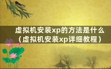 虚拟机安装xp的方法是什么（虚拟机安装xp详细教程）