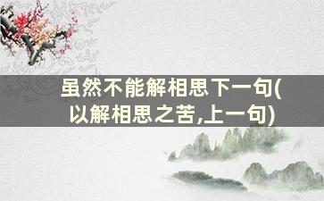 虽然不能解相思下一句(以解相思之苦,上一句)