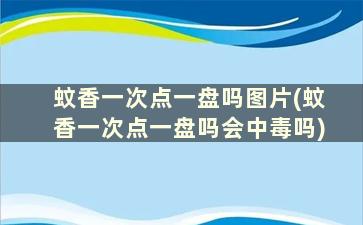 蚊香一次点一盘吗图片(蚊香一次点一盘吗会中毒吗)