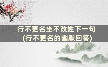 行不更名坐不改姓下一句(行不更名的幽默回答)