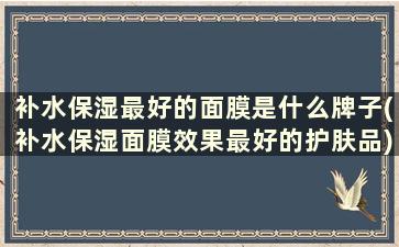 补水保湿最好的面膜是什么牌子(补水保湿面膜效果最好的护肤品)