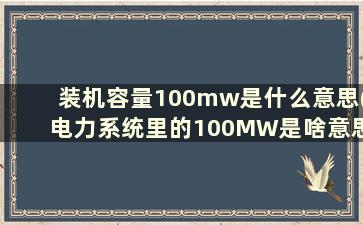 装机容量100mw是什么意思(电力系统里的100MW是啥意思)