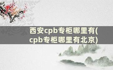 西安cpb专柜哪里有(cpb专柜哪里有北京)