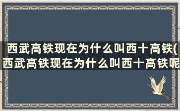 西武高铁现在为什么叫西十高铁(西武高铁现在为什么叫西十高铁呢)