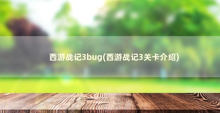 西游战记3bug(西游战记3关卡介绍)