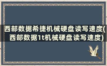 西部数据希捷机械硬盘读写速度(西部数据1t机械硬盘读写速度)