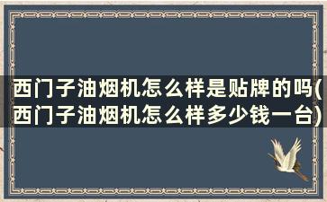 西门子油烟机怎么样是贴牌的吗(西门子油烟机怎么样多少钱一台)