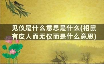 见仪是什么意思是什么(相鼠有皮人而无仪而是什么意思)