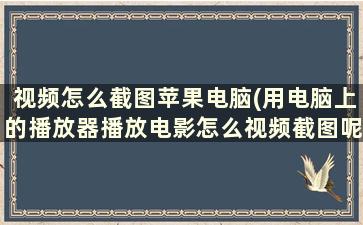 视频怎么截图苹果电脑(用电脑上的播放器播放电影怎么视频截图呢)